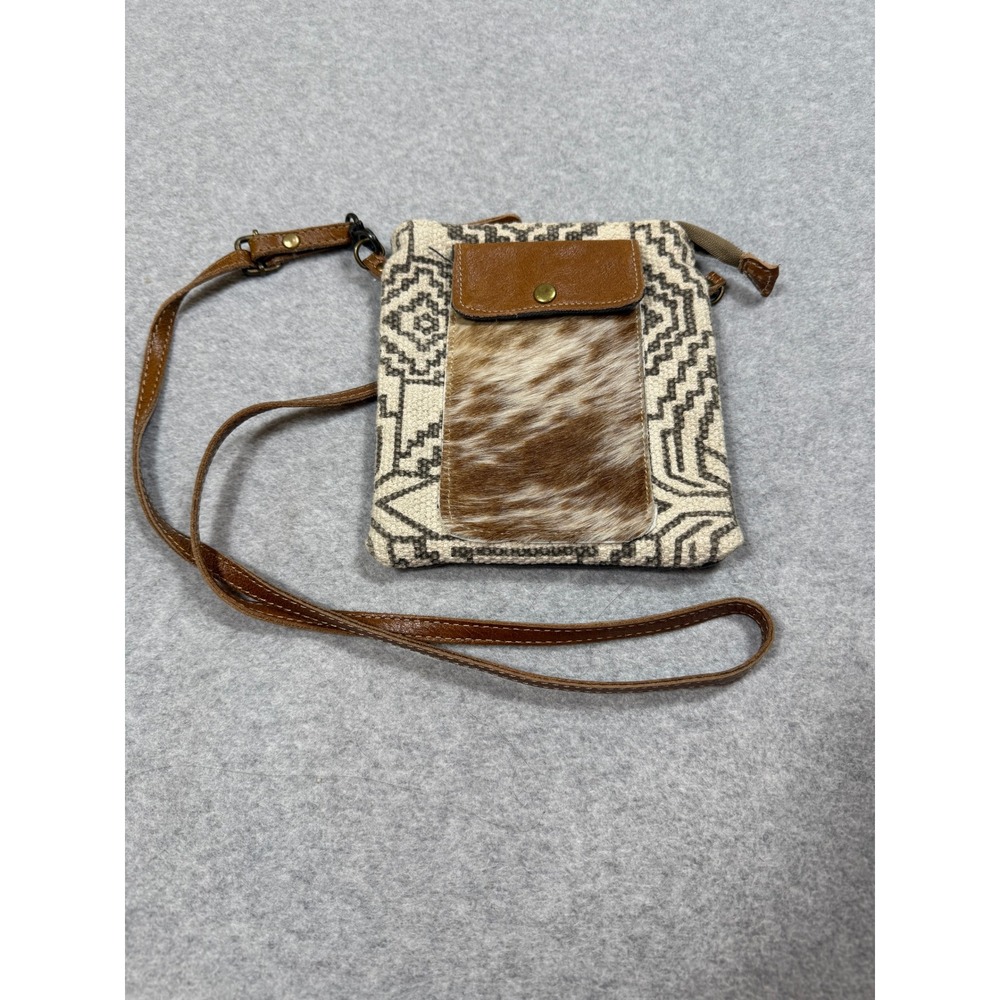 Myra Bag Kilim Geometric Hair-on-Hide Leather Crossbody Phone Purse Bag